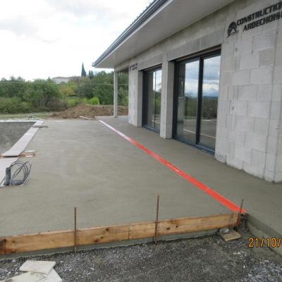 Réalisation de la chape sur la terrasse