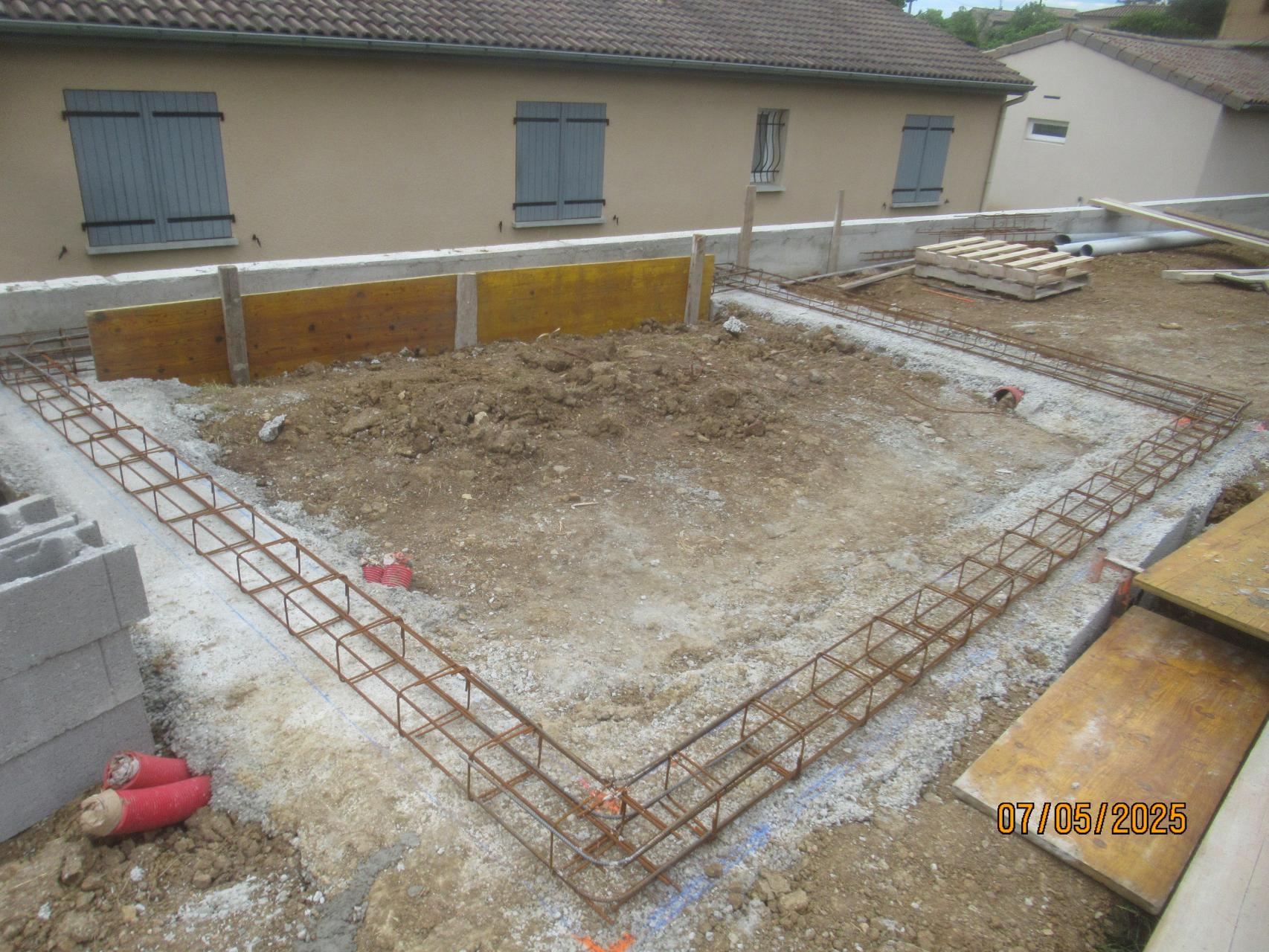 Fondation du pool house coulé