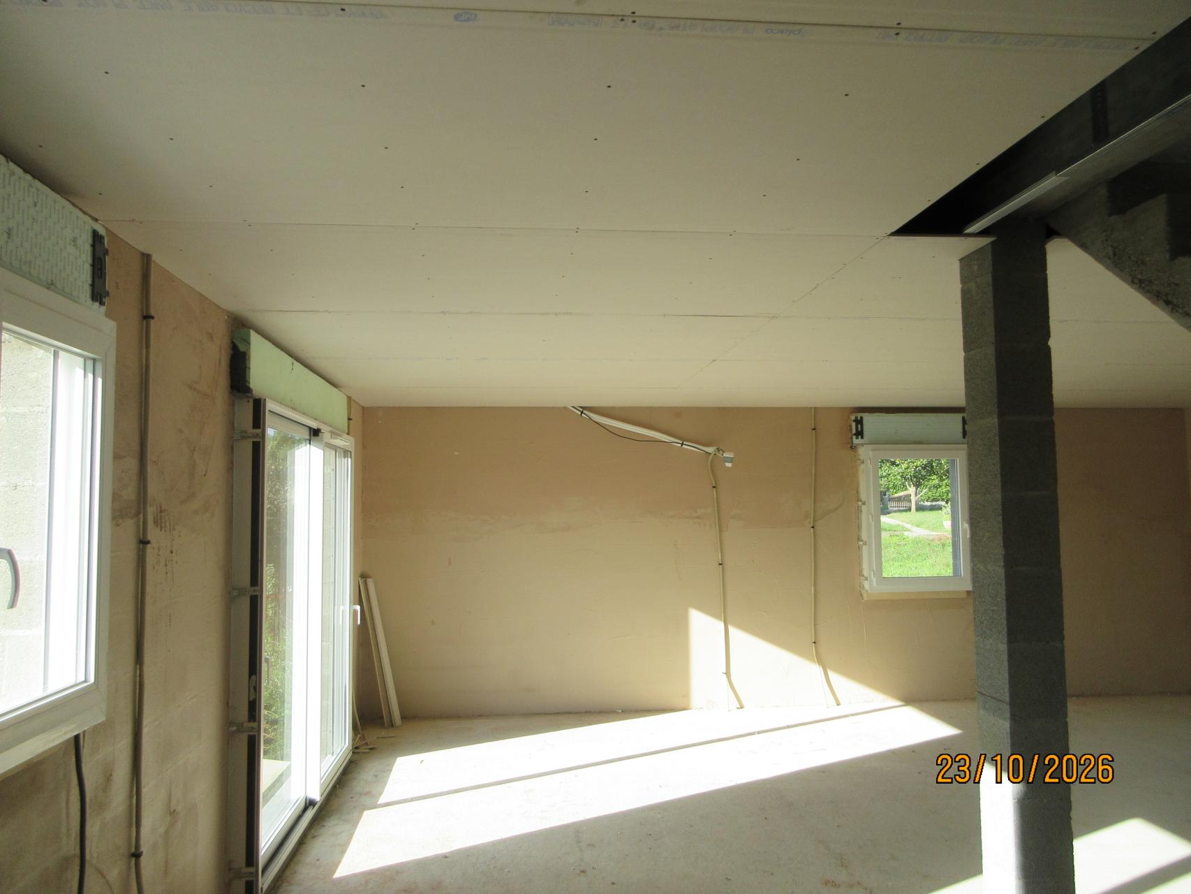 Réalisation du plafond en placo sur fourrures