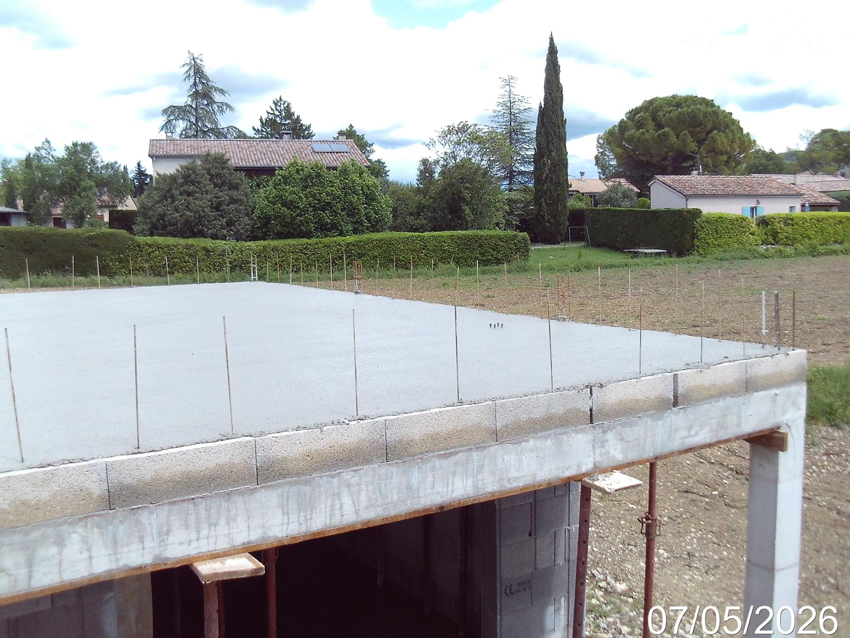 Coulage de la dalle du toit plat